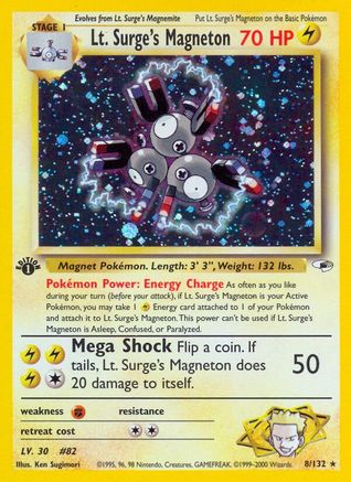 Lt. Surge's Magneton 008/132 - Gym Heroes 1st Edition Holofoil - Holo Rare