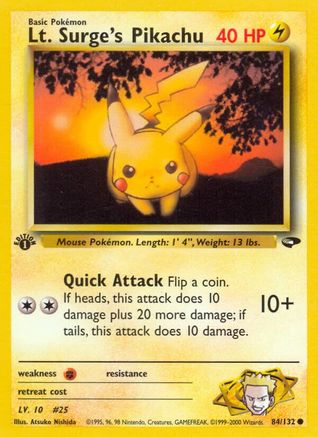 Lt. Surge's Pikachu 084/132 - Gym Challenge 1st Edition - Common