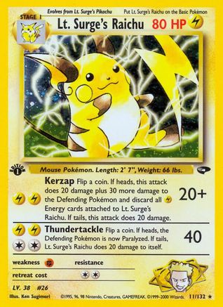 Lt. Surge's Raichu 11/132 - Gym Challenge Unlimited Holofoil