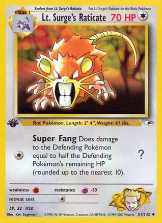 Lt. Surge's Raticate 051/132 - Gym Heroes 1st Edition - Uncommon