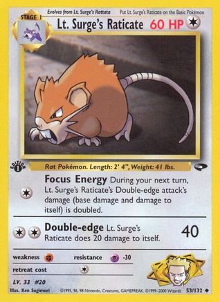 Lt. Surge's Raticate 053/132 - Gym Challenge 1st Edition - Uncommon