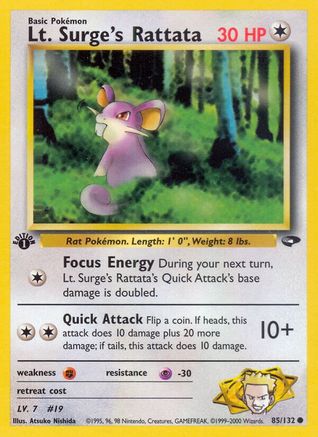 Lt. Surge's Rattata 085/132 - Gym Challenge 1st Edition - Common