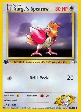 Lt. Surge's Spearow 52/132 - Gym Heroes Unlimited