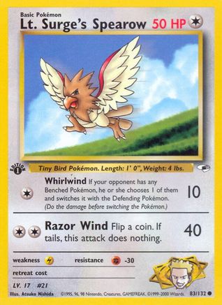 Lt. Surge's Spearow 083/132 - Gym Heroes 1st Edition - Common