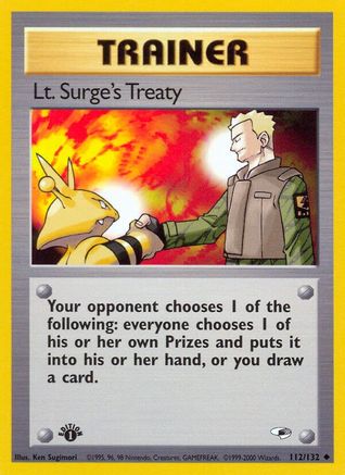 Lt. Surge's Treaty 112/132 - Gym Heroes 1st Edition - Uncommon