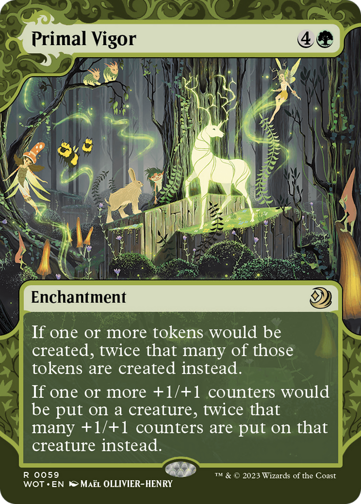 Primal Vigor (WOT-059) - Wilds of Eldraine: Enchanting Tales: (Showcase) (Borderless) Foil