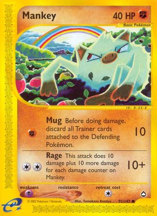 Mankey 92/147 - Aquapolis Reverse Holofoil