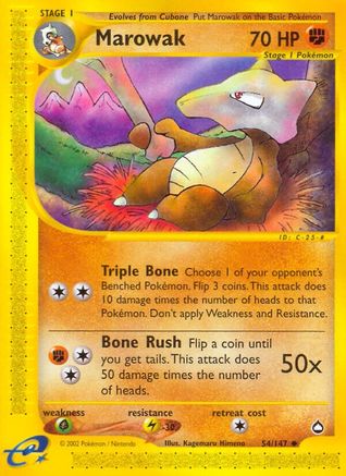 Marowak 054 - Aquapolis Reverse Holofoil - Uncommon