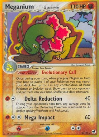 Meganium (Delta Species) (4/101) - Dragon Frontiers Reverse Holofoil - Holo Rare