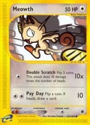 Meowth (121/165) - Expedition Reverse Holofoil - Common