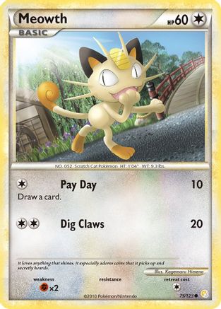 Meowth 75/123 - HeartGold & SoulSilver Reverse Holofoil