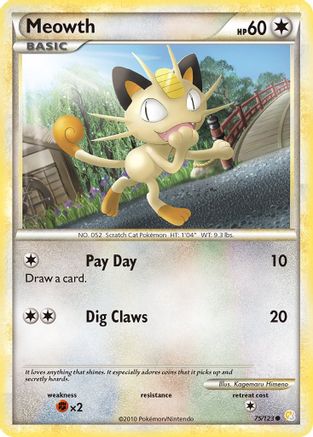 Meowth (75/123) - HeartGold SoulSilver  - Common