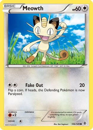Meowth (106/149) - Boundaries Crossed Reverse Holofoil - Common