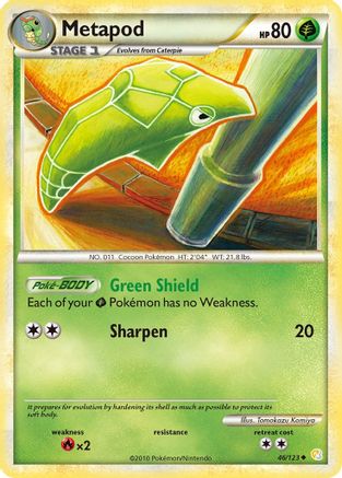 Metapod (46/123) - HeartGold SoulSilver Reverse Holofoil - Uncommon