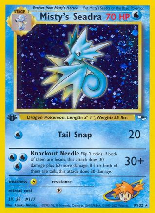 Misty's Seadra 009/132 - Gym Heroes 1st Edition Holofoil - Holo Rare
