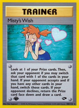 Misty's Wish 108/132 - Gym Challenge 1st Edition - Rare