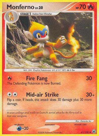 Monferno (41/100) - Majestic Dawn Reverse Holofoil - Uncommon