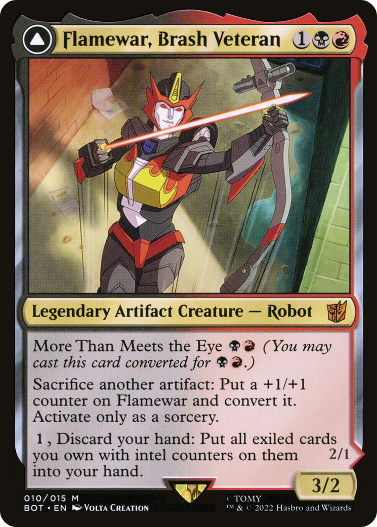 Flamewar, Brash Veteran // Flamewar, Streetwise Operative (BOT-010) - Transformers: (convertdfc) Foil