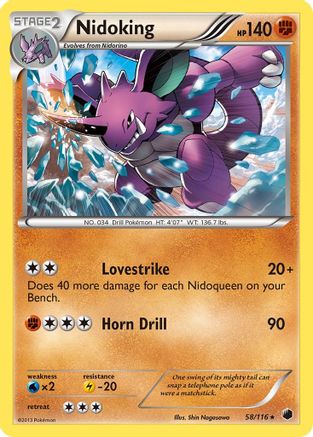 Nidoking (58/116) - Plasma Freeze Reverse Holofoil - Rare