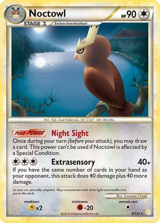 Noctowl 008/123 - HeartGold SoulSilver Reverse Holofoil - Holo Rare