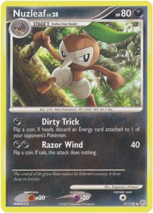 Nuzleaf (57/130) - Diamond and Pearl Reverse Holofoil - Uncommon