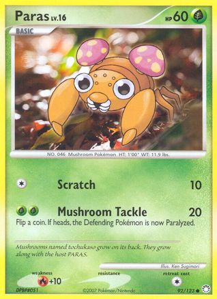Paras (92/123) - Mysterious Treasures Reverse Holofoil - Common