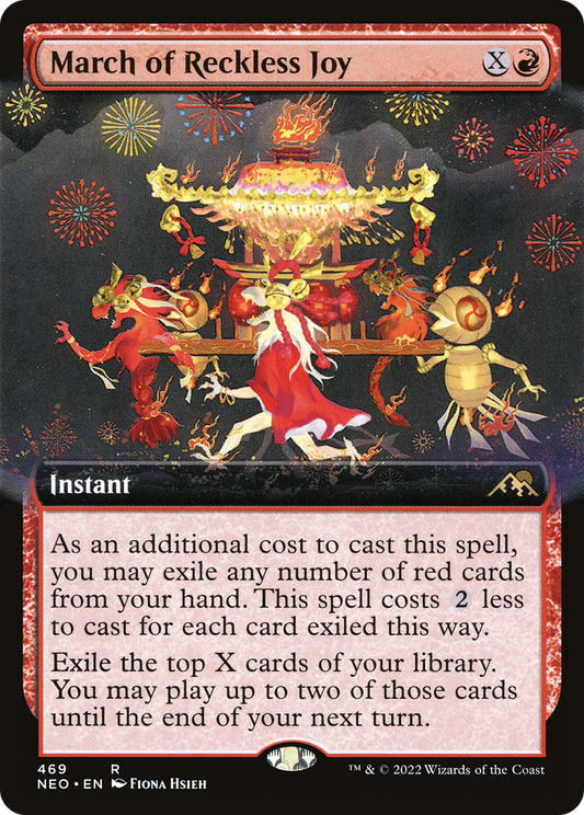 March of Reckless Joy (NEO-469) - Kamigawa: Neon Dynasty: (Extended Art) Foil