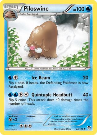 Piloswine (27/135) - Plasma Storm Reverse Holofoil - Uncommon