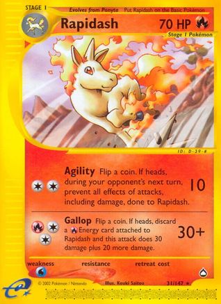 Rapidash 031 - Aquapolis Reverse Holofoil - Rare