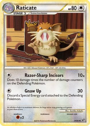 Raticate 34/90 - HSUndaunted Reverse Holofoil