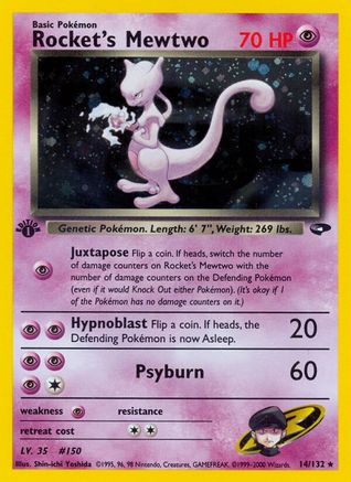 Rocket's Mewtwo 14/132 - Gym Challenge Unlimited Holofoil