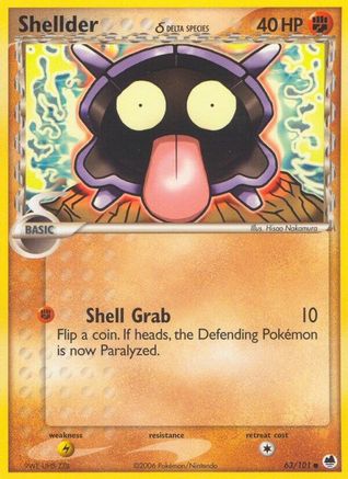 Shellder (Delta Species) 063/101 - Dragon Frontiers Reverse Holofoil - Common