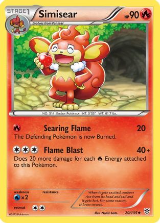Simisear (20/135) - Plasma Storm Reverse Holofoil - Uncommon