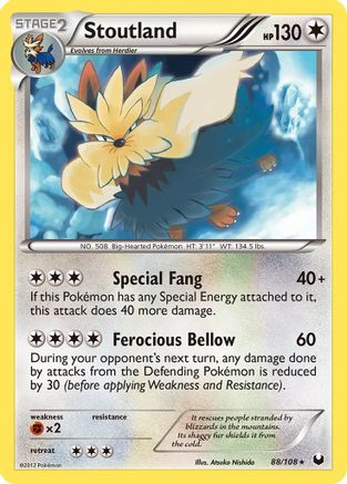 Stoutland 088 - Dark Explorers Reverse Holofoil - Rare
