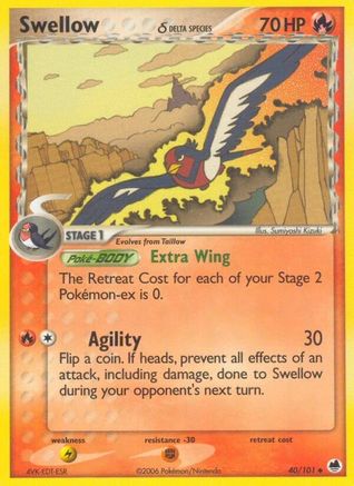 Swellow δ 40/101 - Dragon Frontiers Reverse Holofoil