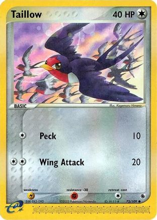 Taillow 072/109 - Ruby and Sapphire Reverse Holofoil - Common