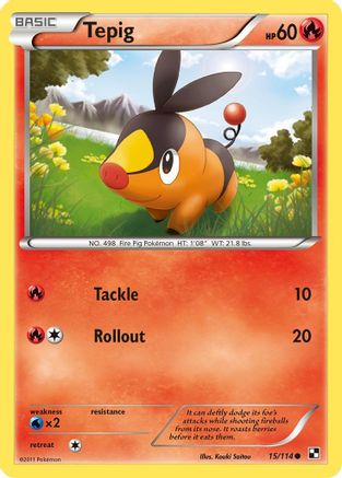 Tepig (15) 015/114 - Black and White Reverse Holofoil - Common