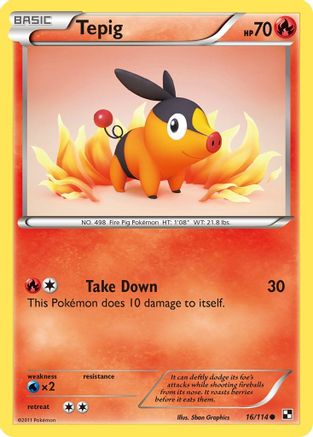 Tepig (16) 016 - Black and White Reverse Holofoil - Common