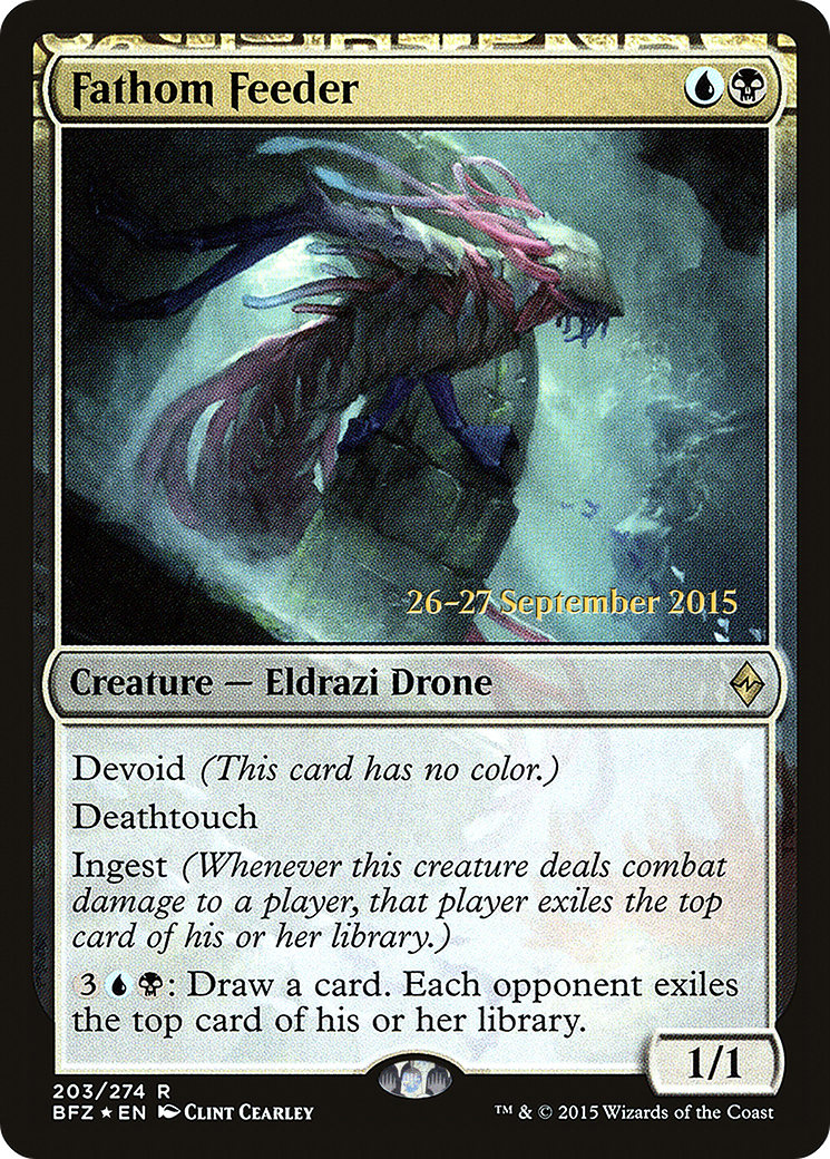 Fathom Feeder (PRE-203S) - Battle for Zendikar Promos: (devoid) (Prerelease) Foil