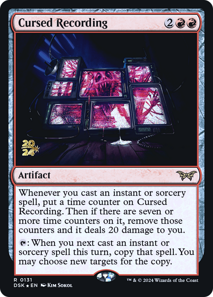 Cursed Recording (PRE-131) - Duskmourn: House of Horror Promos (Prerelease) Foil