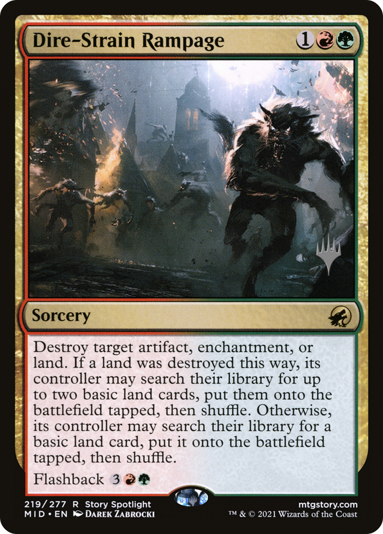 Dire-Strain Rampage (PPMID-219) - Innistrad: Midnight Hunt Promos Foil (Promo Pack)