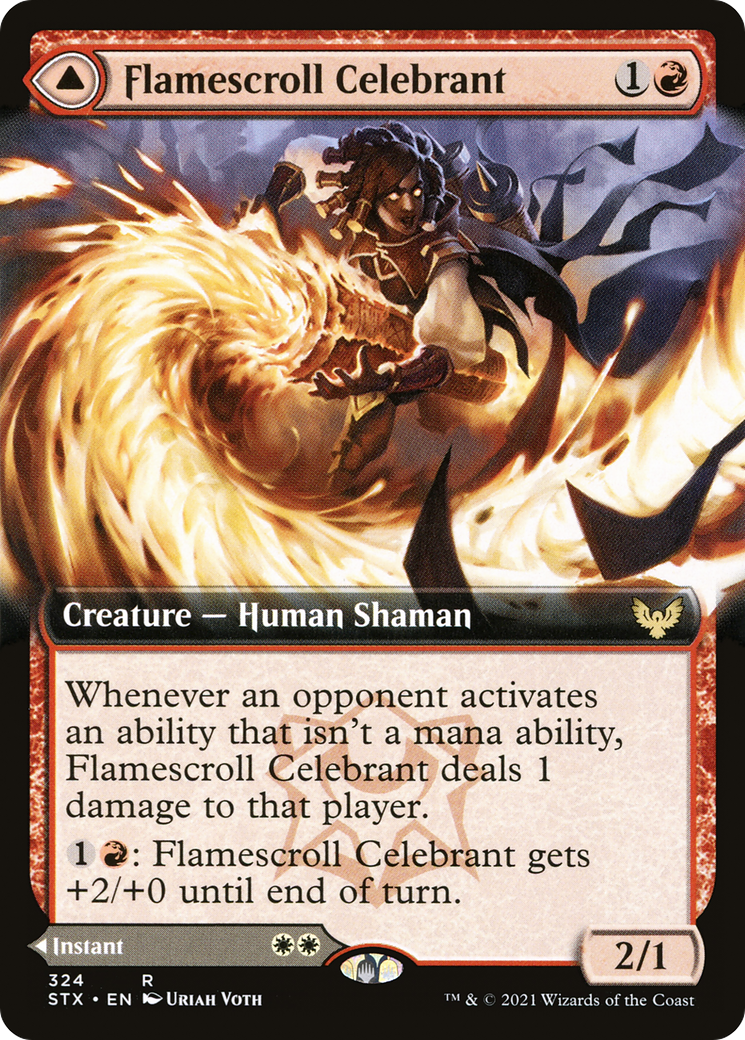 Flamescroll Celebrant // Revel in Silence (STX-324) - Strixhaven: School of Mages: (Extended Art)