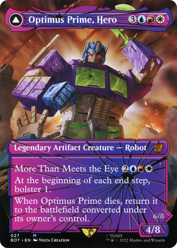 Optimus Prime, Hero // Optimus Prime, Autobot Leader (BOT-027) - Transformers: (shatteredglass, convertdfc) (Borderless)