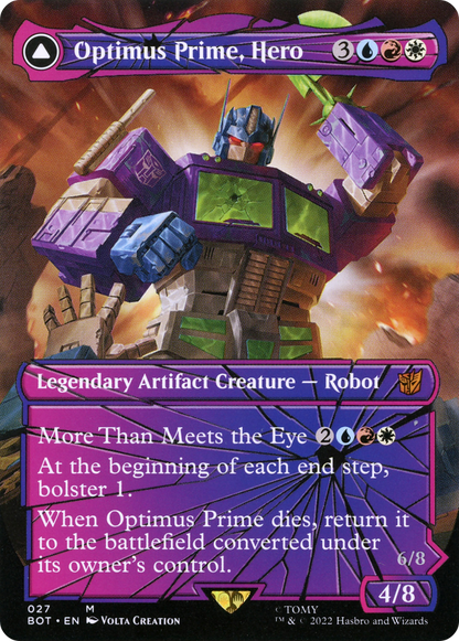 Optimus Prime, Hero // Optimus Prime, Autobot Leader (BOT-027) - Transformers: (shatteredglass, convertdfc) (Borderless) Foil