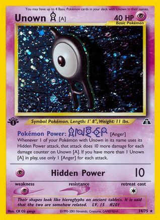 Unown [A] 014/075 - Neo Discovery 1st Edition Holofoil - Holo Rare
