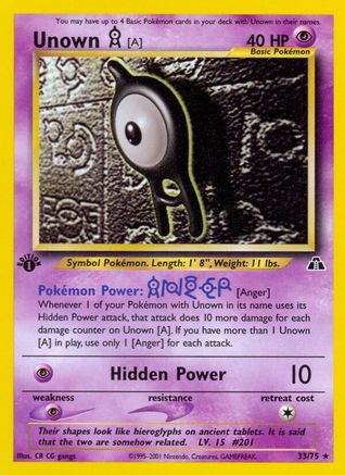 Unown [A] 033/075 - Neo Discovery 1st Edition - Rare