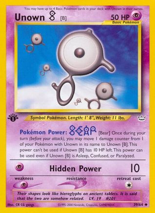 Unown [B] 039/064 - Neo Revelation 1st Edition - Uncommon