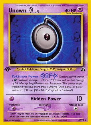 Unown [D] 047/075 - Neo Discovery 1st Edition - Uncommon