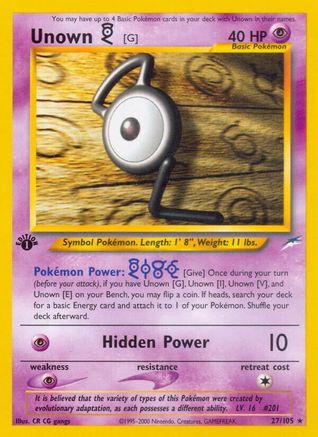 Unown [G] 027/105 - Neo Destiny 1st Edition - Rare