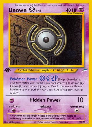 Unown [H] 028/105 - Neo Destiny 1st Edition - Rare